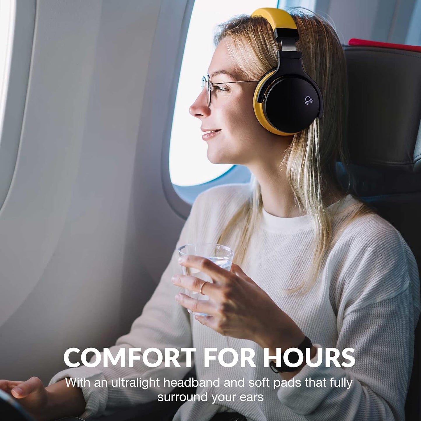 E7 Active Noise Cancelling Bluetooth Wireless Over Ear Headphones Yellow
