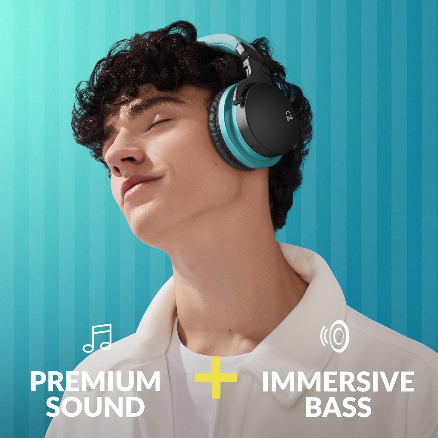 E7 Active Noise Cancelling Bluetooth Wireless Over Ear Headphones Blue