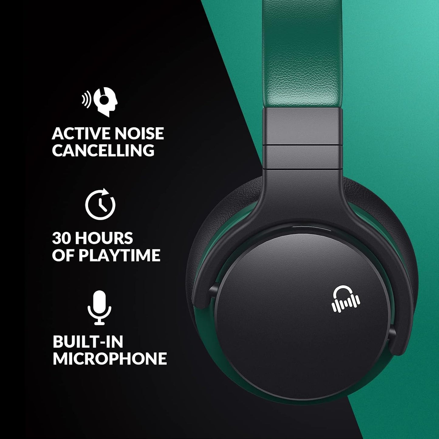 E7 Active Noise Cancelling Bluetooth Wireless Over Ear Headphones Green