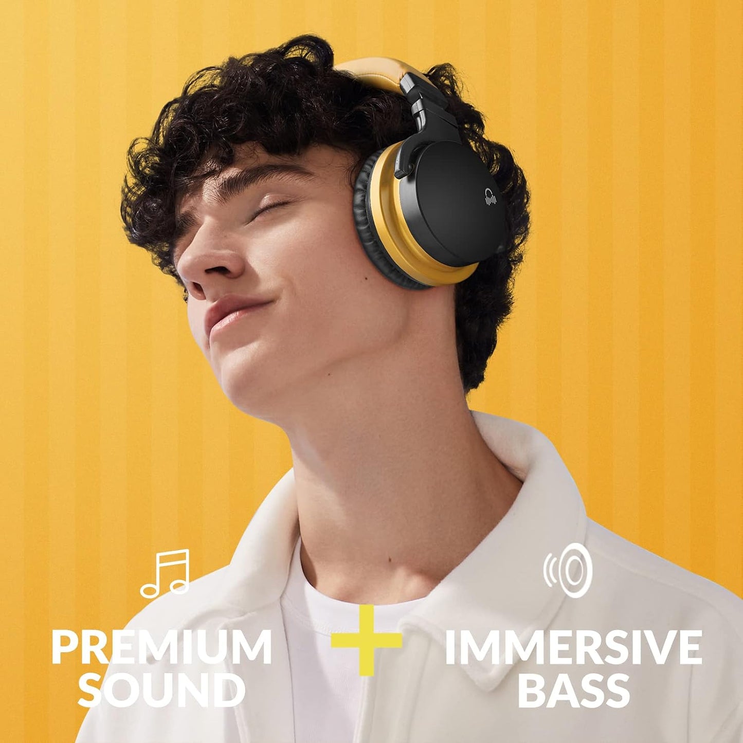 E7 Active Noise Cancelling Bluetooth Wireless Over Ear Headphones Yellow