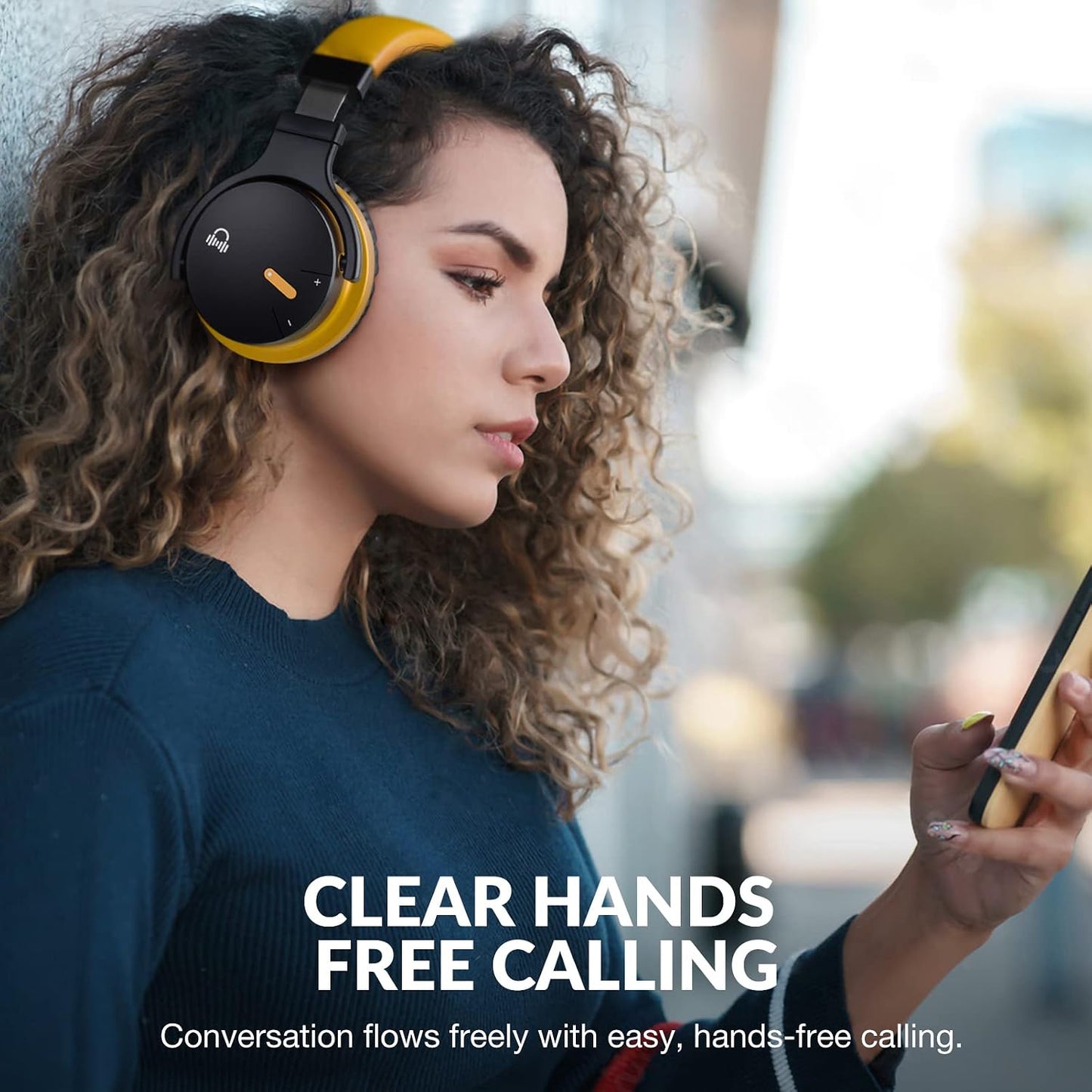E7 Active Noise Cancelling Bluetooth Wireless Over Ear Headphones Yellow