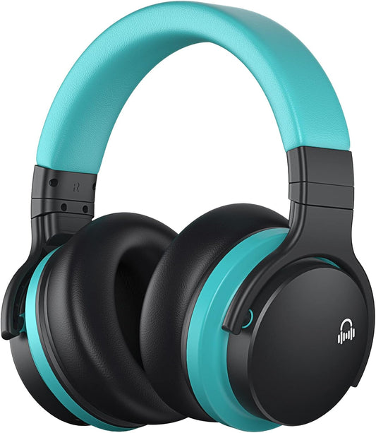 E7 Active Noise Cancelling Bluetooth Wireless Over Ear Headphones Blue