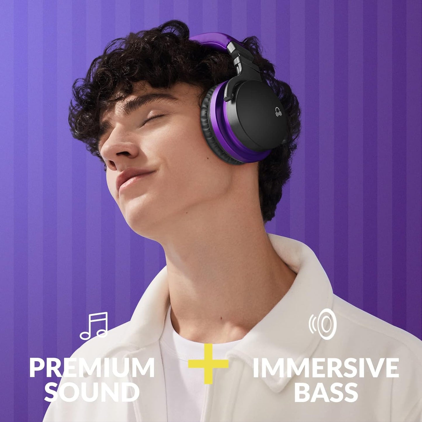 E7 Active Noise Cancelling Bluetooth Wireless Over Ear Headphones Purple