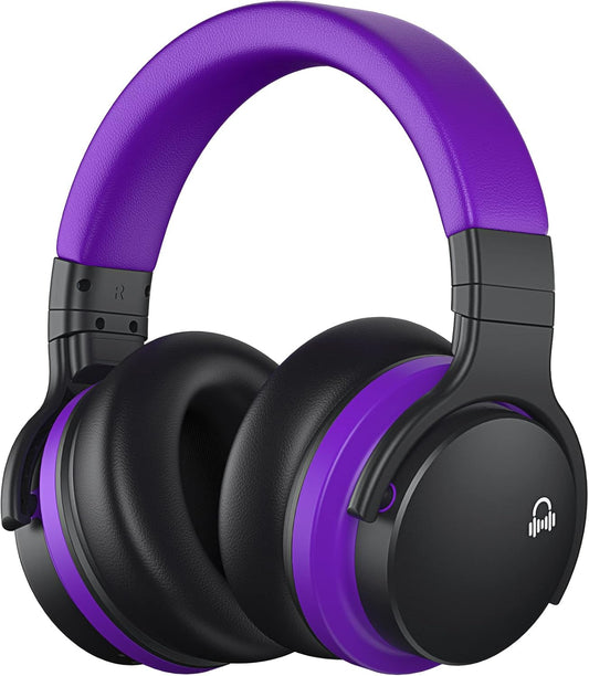 E7 Active Noise Cancelling Bluetooth Wireless Over Ear Headphones Purple